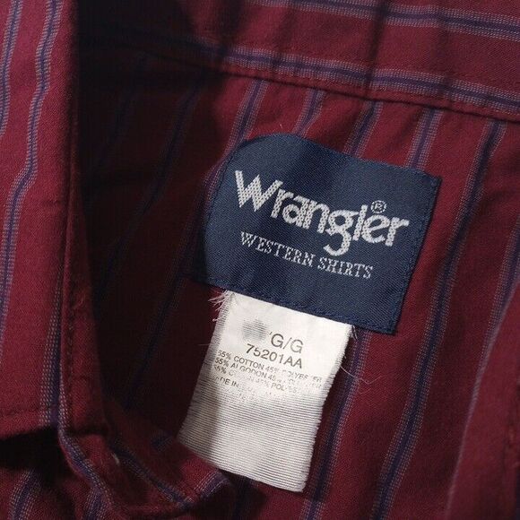 Wrangler Men's Large Western Shirt‎ Striped Pearl Snap Long Sleeve - Picture 3 of 7